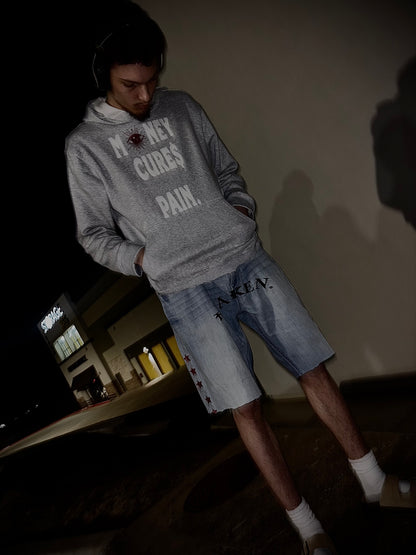 White evil eye hoodie (gray)