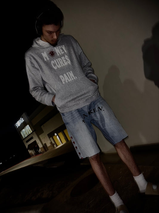 White evil eye hoodie (gray)