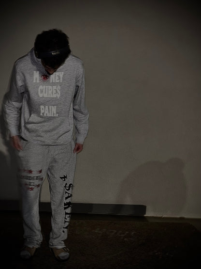 White evil eye hoodie (gray)