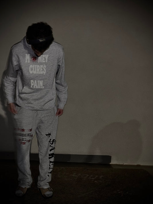 White evil eye hoodie (gray)